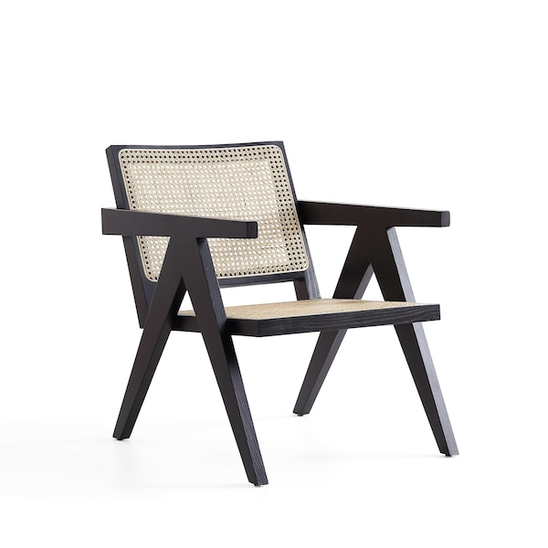 Manhattan Comfort Hamlet Accent Chair in Black and Natural Cane ACCA04-BK - main